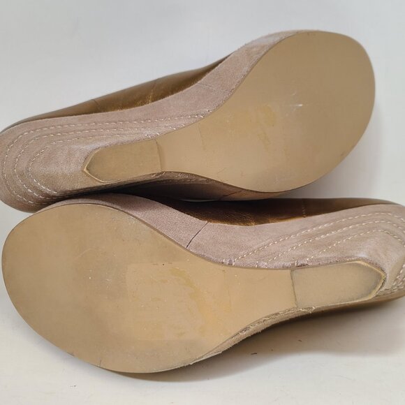 Vtg Steve Madden Gold Bronze Round Toe Platform Wedge Heel 7.5 - Picture 8 of 16